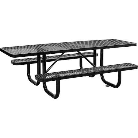 Global Industrial Picnic Table, Black, Expanded Metal, ADA Compliant, 8 ft L 695289BK